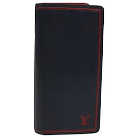 Louis Vuitton-LOUIS VUITTON Taiga Brazza Portefeuille Wallet Blue Marine M30502 Auth bs15058-Blue