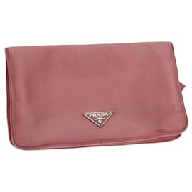 Prada-PRADA Pouch Satin Pink Auth 74898-Pink
