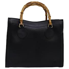 Gucci-GUCCI Bamboo Tote Bag Leather Black 002 2123 0260 Auth ep4496-Black