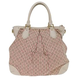 Louis Vuitton-LOUIS VUITTON Mini Lin Croisette Marina PM Bag Pink White M95495 LV Auth ep4579-Pink,White