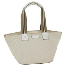 Gucci-GUCCI GG Canvas Tote Bag White 131230 Auth 77494-White