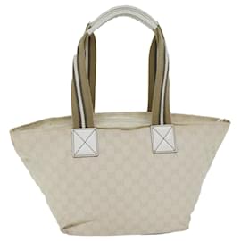 Gucci-GUCCI GG Canvas Tote Bag White 131230 Auth 77494-White