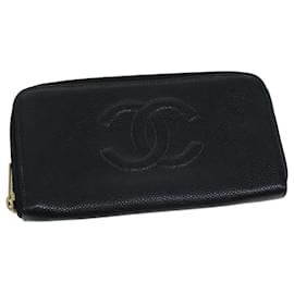 Chanel-CHANEL COCO Mark Wallet Caviar Skin Black CC Auth bs14885-Black