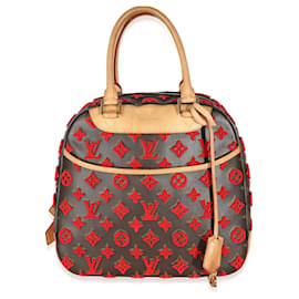 Louis Vuitton-Deauville Cube aus rotem Monogramm-Tuffetage-Canvas von Louis Vuitton-Braun,Rot