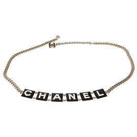 Cinto logo de esmalte preto e branco banhado a ouro Chanel 2022 Outro