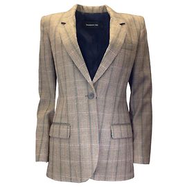 Barbara Bui Taupe Multi Wool Herringbone Blazer Beige