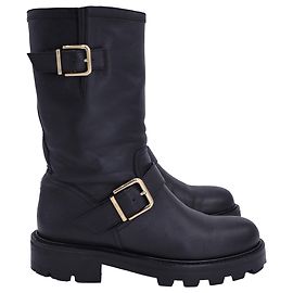 Jimmy Choo Biker II Boots in Black Leather  Black