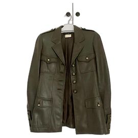 Chanel 1996 runway leather jacket Dark green