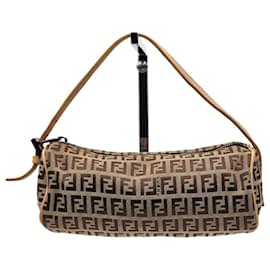 Fendi-Fendi Zucca Zucchino Baguette Bag-Brown