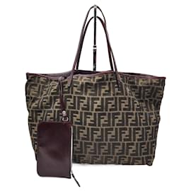 Fendi-Fendi Zucca Zucchino Roll Bag Tote with pochette-Brown