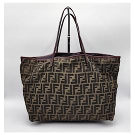 Fendi-Fendi Zucca Zucchino Roll Bag Tote with pochette-Brown