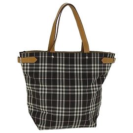 Bolsa tote de nylon marrom Burberry Nova Check Blue Label Auth bs15120 Marrom