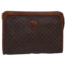 Céline-CELINE Macadam Canvas Clutch Bag PVC Brown Auth bs14884-Brown