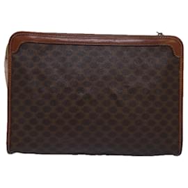 Céline-CELINE Macadam Canvas Clutch Bag PVC Brown Auth bs14884-Brown