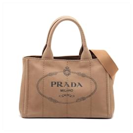 Prada-Tote Handbag Small Canapa Canvas Tabacco-Brown