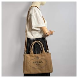 Prada-Tote Handbag Small Canapa Canvas Tabacco-Brown