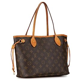 Louis Vuitton-Brown Louis Vuitton Monogram Neverfull PM Tote Bag-Brown