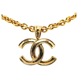 Chanel-Gold Chanel Gold Plated CC Pendant Necklace-Golden