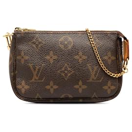 Louis Vuitton-Brown Louis Vuitton Monogram Mini Pochette Accessoires Handbag-Brown