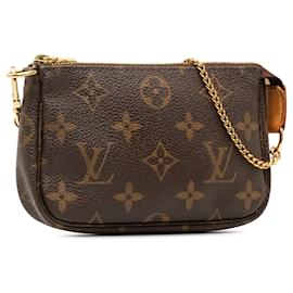 Louis Vuitton-Brown Louis Vuitton Monogram Mini Pochette Accessoires Handbag-Brown