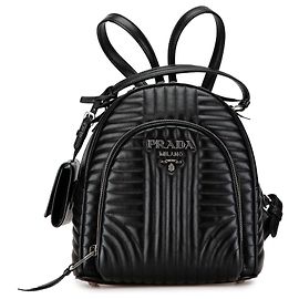 Black Prada Soft Calfskin Diagramme Day Backpack Black