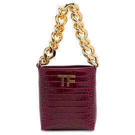 Mini bolso de cadena con estampado de cocodrilo Tom Ford púrpura Púrpura