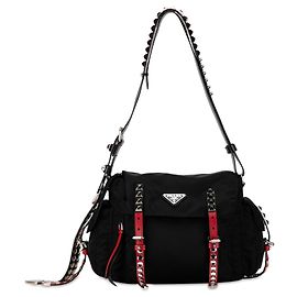 Borsa a tracolla Elektra in tessuto nero di Prada Nero