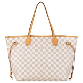 Louis Vuitton-Sac tote Neverfull MM Damier Azur Louis Vuitton blanc-Blanc