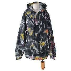 Alexander McQueen Sudadera Varsity Tie Dye Negra Algodón Multicolor