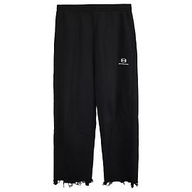 Pantaloni da jogging cropped usurati Balenciaga in cotone nero Nero