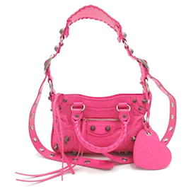 Balenciaga-Balenciaga Neo Cagoule Mini Tote Bag Leather Shoulder Bag 7515231VGUY5639 in Great Condition-Pink