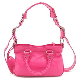 Balenciaga-Balenciaga Neo Cagoule Mini Tote Bag Leather Shoulder Bag 7515231VGUY5639 in Great Condition-Pink