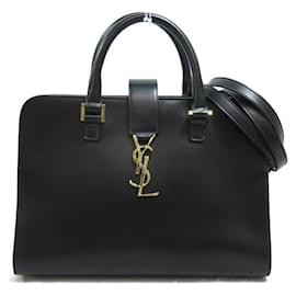 Yves Saint Laurent-Yves Saint Laurent Monogramme Cabas Leather Handbag 568853 in Great Condition-Black