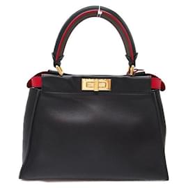 Fendi-Fendi Peekaboo Defender Bag Leather Handbag 8BN307 in Great Condition-Black