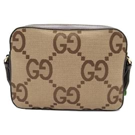 Gucci-Gucci Jumbo GG Messenger Bag aus Canvas 675891 in gutem Zustand-Braun