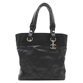 Chanel-Sac tote PM en toile Chanel Paris Biarritz A34208 en très bon état-Noir