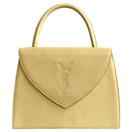 Yves Saint Laurent-Bolso de mano de cuero Yves Saint Laurent en muy buen estado-Castaño