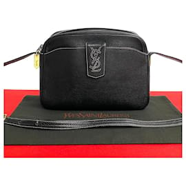 Yves Saint Laurent-Bolso cruzado de cuero Yves Saint Laurent en excelente estado-Negro