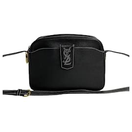 Yves Saint Laurent-Bolso cruzado de cuero Yves Saint Laurent en excelente estado-Negro