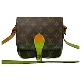 Louis Vuitton-Louis Vuitton Mini Cartouchiere Canvas Shoulder Bag M51254 in Good condition-Brown