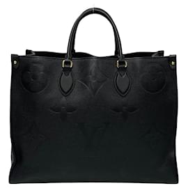 Louis Vuitton-Bolso tote de cuero Louis Vuitton On The Go GM M44925 en excelente estado-Negro