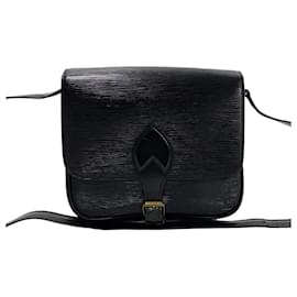 Louis Vuitton-Louis Vuitton Cartouchiere Leather Shoulder Bag M52242 in Very Good Condition-Black