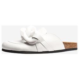 JW Anderson White chain loafer leather mules - size EU 41 White