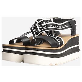 Stella Mc Cartney Black Sneak-Elyse striped platform sandals - size EU 38 Black