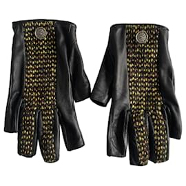 Chanel-Gloves-Black,Dark red,Yellow