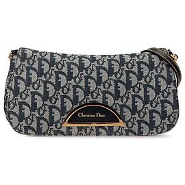 Borsa a spalla Dior in tela obliqua blu Malice Blu Blu navy