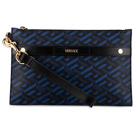 Versace Blue La Greca Clutch Blue