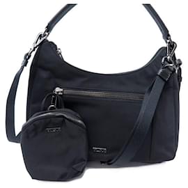 Tumi-NINE TUMI HOBO ADELAIDE HANDBAG + CHARM POUCH 146575 146597 HAND BAG-Black