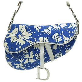 BORSA A MANO CHRISTIAN DIOR SADDLE TESSUTO FLORALE GALLIANO BLU Altro