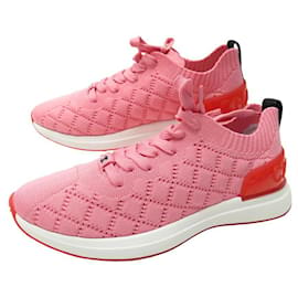 Chanel-NINE CHANEL SNEAKERS CC TRAINER G35549 CANVAS SHOES 40.5-Pink